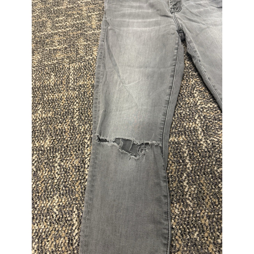 MOTHER Size 29 Washed Charcoal Grey Distressed Knee Raw Hem Ankle Jeans - Picture 5 of 8